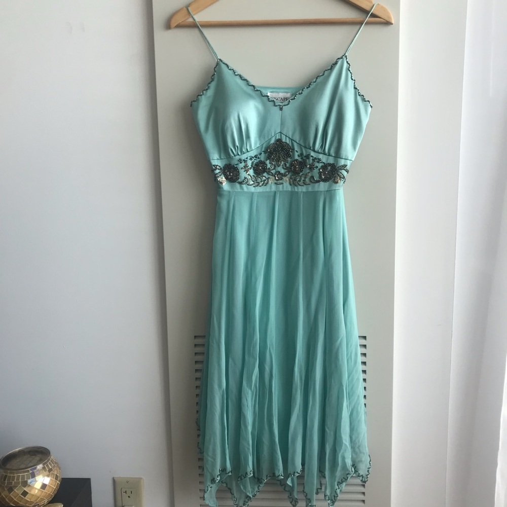 XScape Embelished Cocktail Dress Seafoam g…